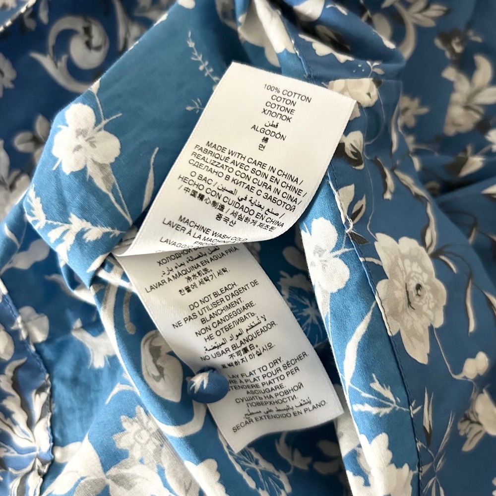 Doen Adele Dress Blue Jardins de la Fontaine Floral Cotton Mini Shift Size 8 - Picture 7 of 7